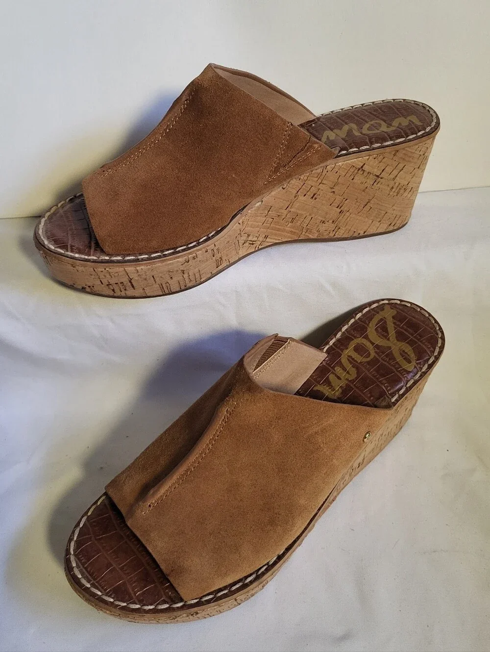 Sam Edelman Ranger Wedge Platform Sandals Women Size 8 Cork Heel Suede Upper - Picture 6 of 11